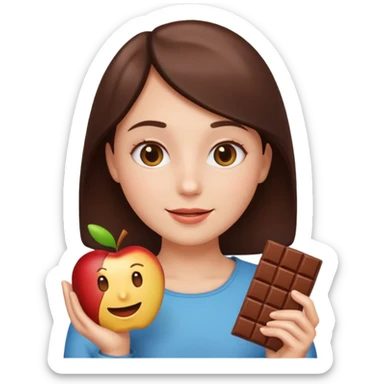 glückliche person mit schokoriegel, apple-stil emoji, strahlendes gesicht, schokolade in der hand sticker