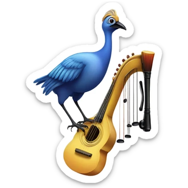 Lyre bird standing on a music note sticker