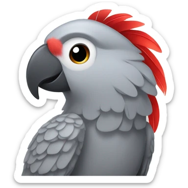 Gray parrot with red feather on his TAIL sticker