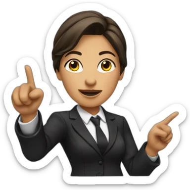 female lawyer pointing sticker