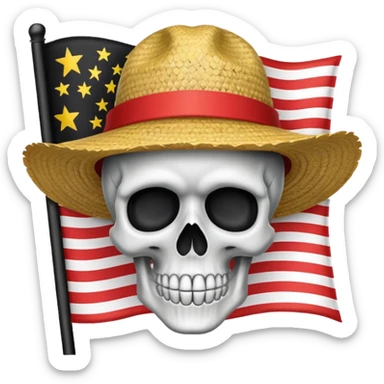 Fait moi un drapeau de tête de mort avec sur la tête un chapeau de paille sticker