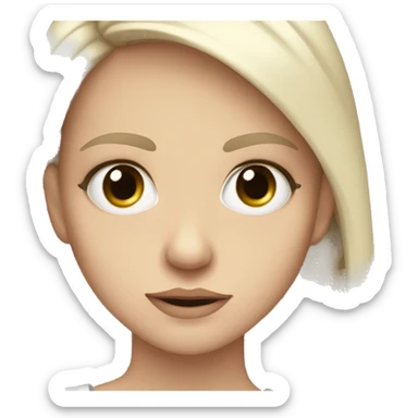 white girl with dark hair tilting her head making a side eye, the eye are looking to the side and are really narrow and her mouth is smirking sticker