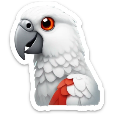 White parrot with red beak and red eyes sticker