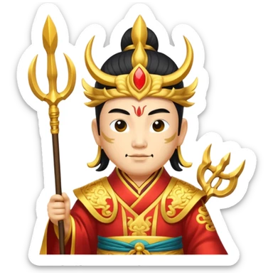 chinese god with Poseidon trident sticker