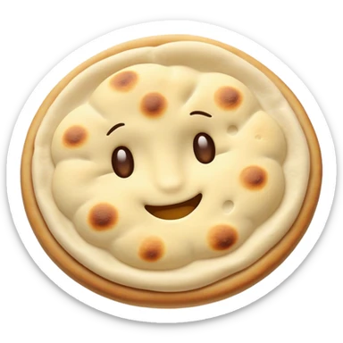 Cinematic Realistic Naan Bread Dish Emoji, showcasing soft, fluffy naan brushed with butter rendered with lifelike detail and inviting, warm lighting. sticker