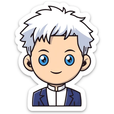 Satoru Gojo with white hair and blue eyes from Jujutsu Kaisen sticker