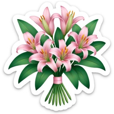 bouquet of baby pink lilies sticker