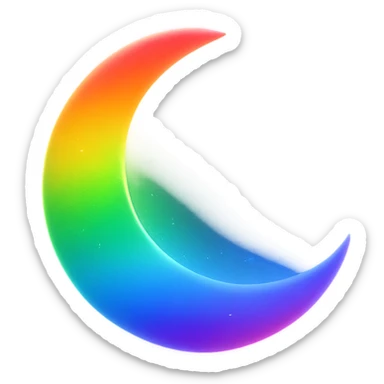gay pride emoji, rainbow moon, glowing and dreamy sticker