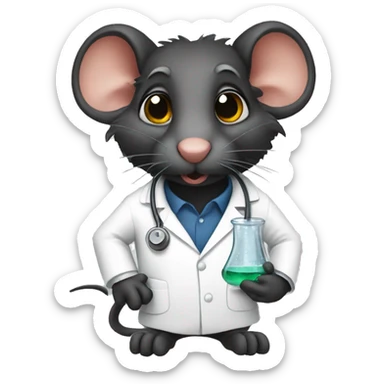 Black rat scientist sticker