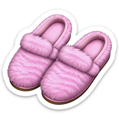 Pink fluffy slippers sticker