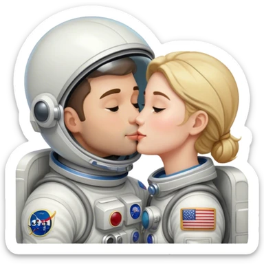 Male & female astronaut kissing sticker