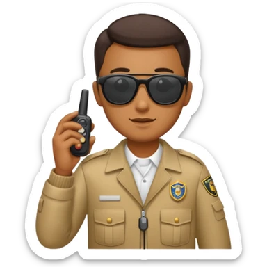 school security, sun glasses, holding walkie-talkie sticker