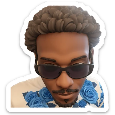 cool dude with blue roses sticker