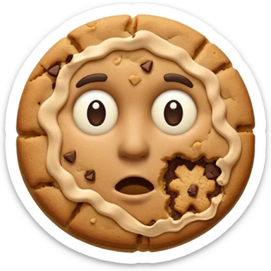 {
    "type": "object",
    "look": "broken cookie man, missing bite, crumbs on edge, front view",
    "description": "a cookie man partially eaten, showing a bite mark and rough crumbs"
  } sticker