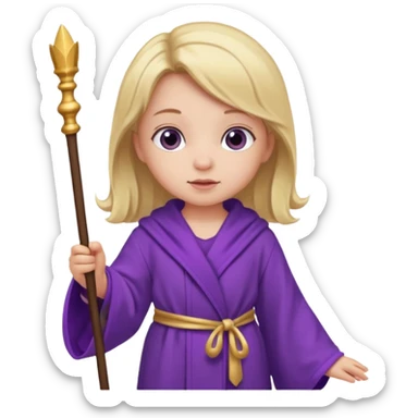 baby girl wizard with purple robe and staff sticker