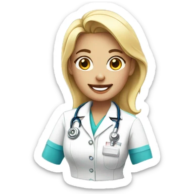 comic nurse a full of work sticker