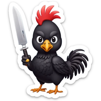 black chicken holding knive sticker