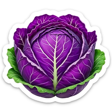 Red cabbage sliced without bowl with big cabbage head in the background sticker