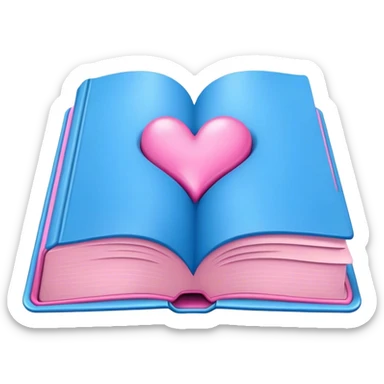 blue book with pink love text on it sticker