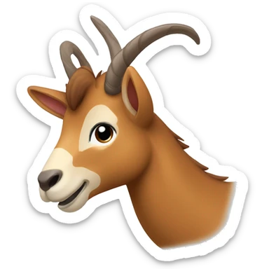happy smiling brown chamois left hoof pointing up sticker
