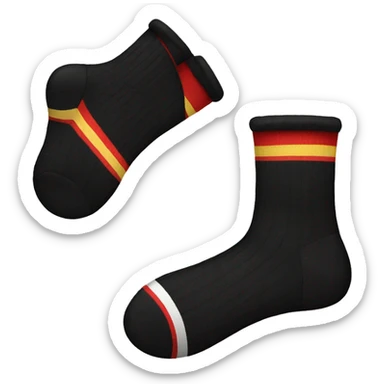 a pair of black socks adorned  sticker