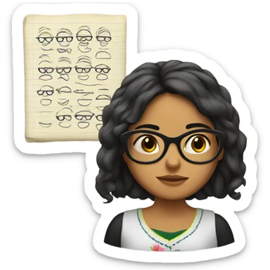 Mexican girl with glasses reading and writing  sticker