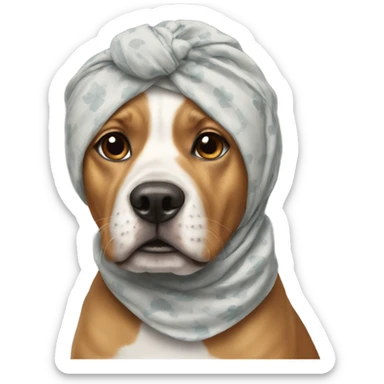 Dog wearing a head scarf sticker