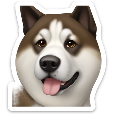 Akita American brown and dark brown with white The snout is dark sticker
