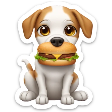 pregnant dog eating burger  sticker