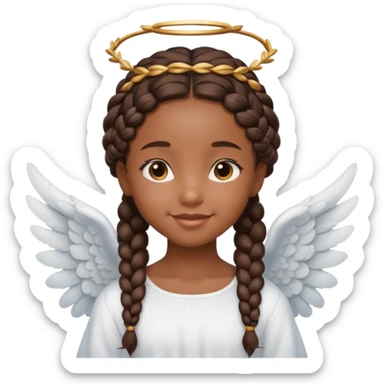 black Cute Girl with Angel Wings and braided hair sticker