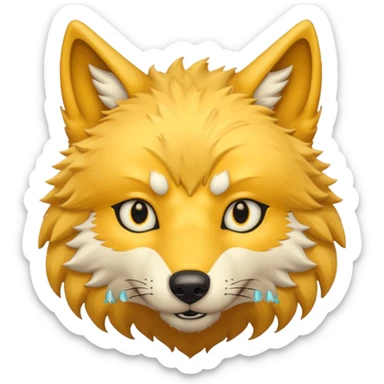 yellow wolf head sticker