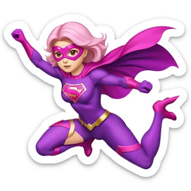 pink violet woman superhero flying sticker