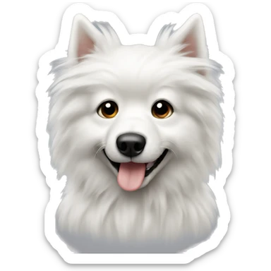 White fluffy dog with black eyes and nose with a hurt back spine  sticker
