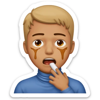 man choking himself on his throat  sticker