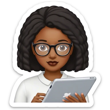 Black woman with glasses using iPad  sticker