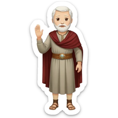 El anciano: persona noble y bondadosa, ropa normal es decir, ni de persona millonaria ni de persona sin dinero, pelo blanco, barba corta blanca. cuerpo entero de la época púnica sticker