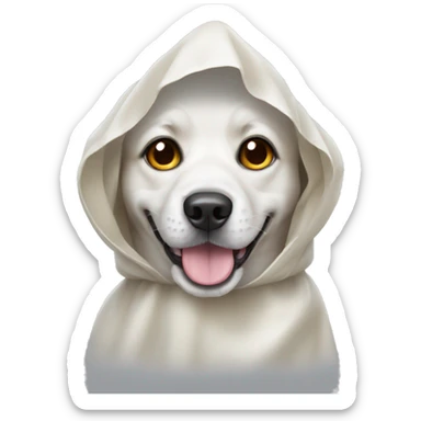 Cute dog in ghost sheet costume  sticker