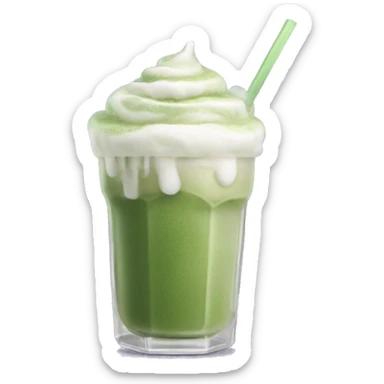 Iced matcha latte with white foam at top  sticker