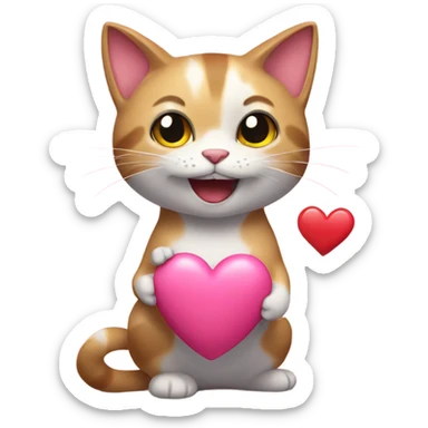 Gato lanzando corazón rosa  sticker
