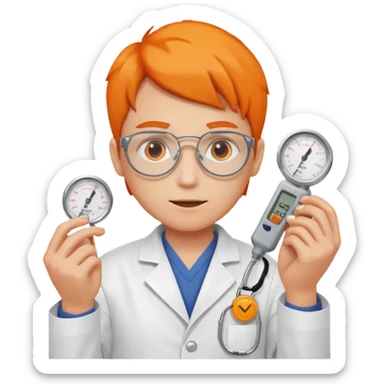 orange west person holding a meter sticker