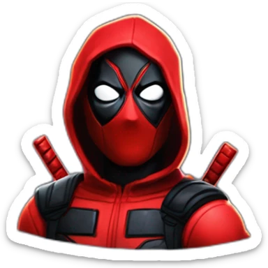 DeadPool fall in love to of Lady Gaga with this style : Riot Games Valorant black red glowing bright red sparks character red black hooded hero themed character sticker