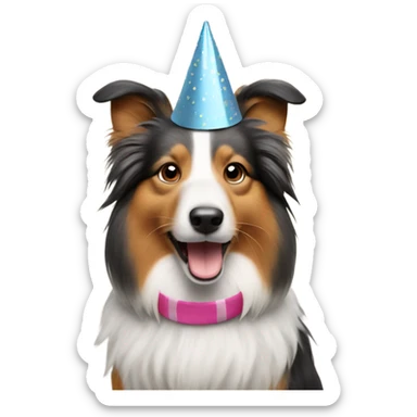 Shetland sheepdog wearing a party hat  sticker