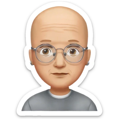 Azz lto calvo con occhiali e orecchini  sticker