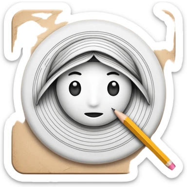 Canvas with pencil sketch sticker