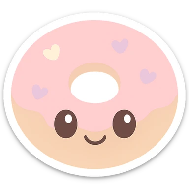 kawaii style smiling donut sticker