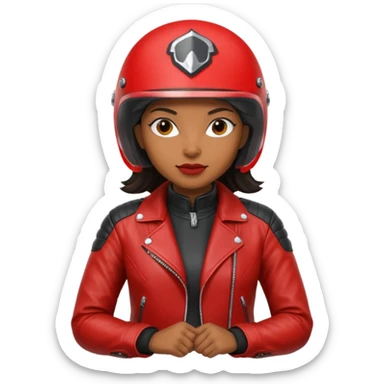 Motorbiker black woman with red leather jacket sticker
