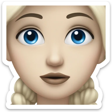 pale girl with blue eyes, and black hair, catching a kiss sticker