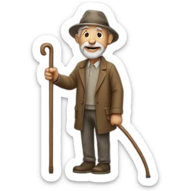 old man with a cane sticker