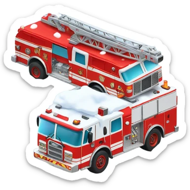 Fire truck covered in snow sticker