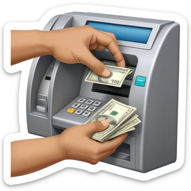 scammer's hand pulling money from ATM sticker